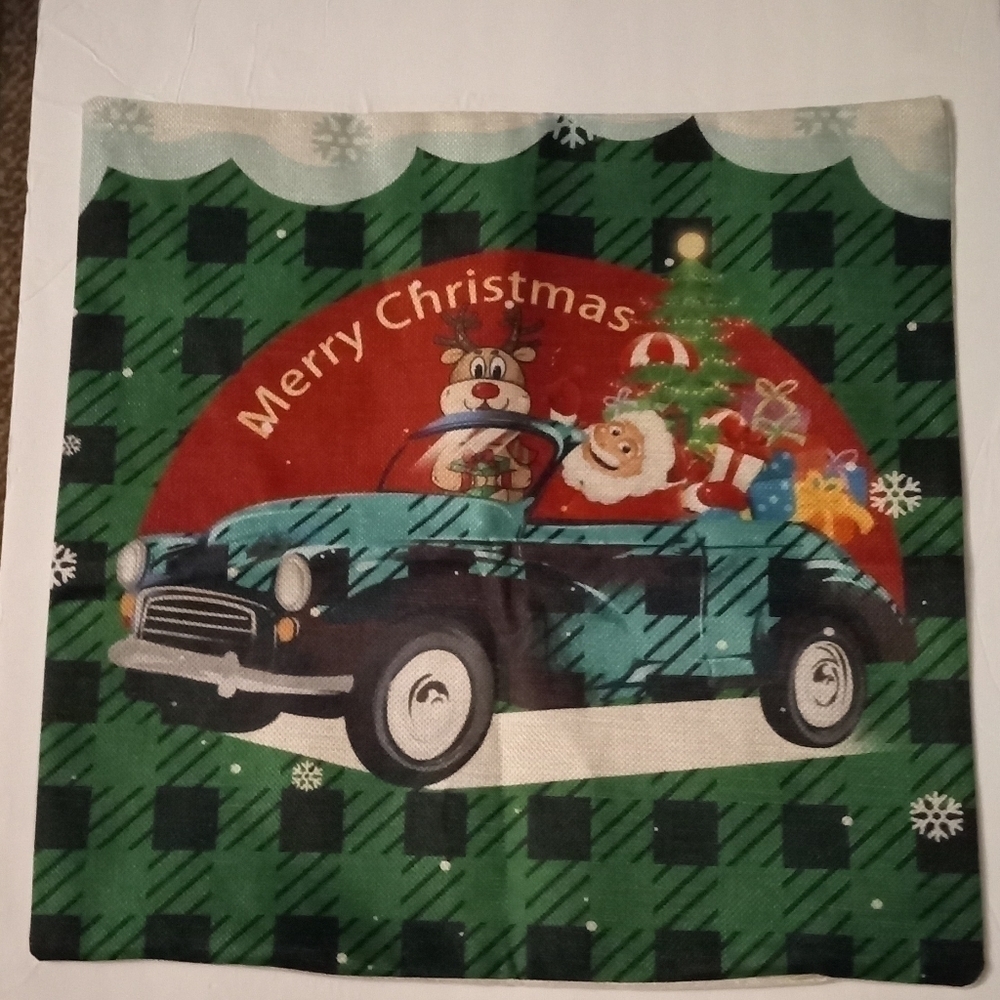 Holiday Pillow Covers 18x18 inch, printed front solid cream back.  NWOT